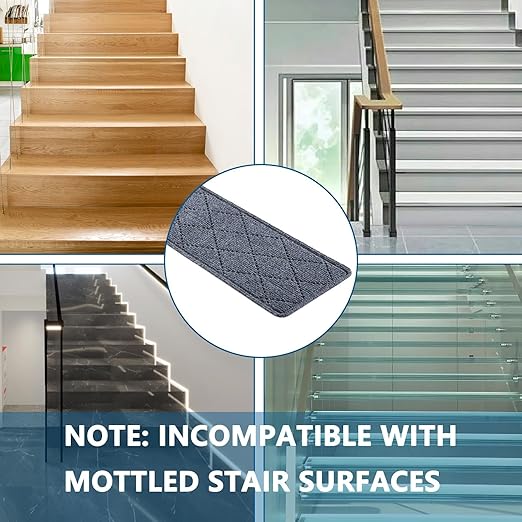 Stair Treads for Wooden Steps Indoor, 7 Pack 8" X 30" Non Slip Carpet Stair Treads with Reusable Adhesive for Kids Elders and Dogs, Surface Polyester TPR Backing Stair Rugs, Dark Grey