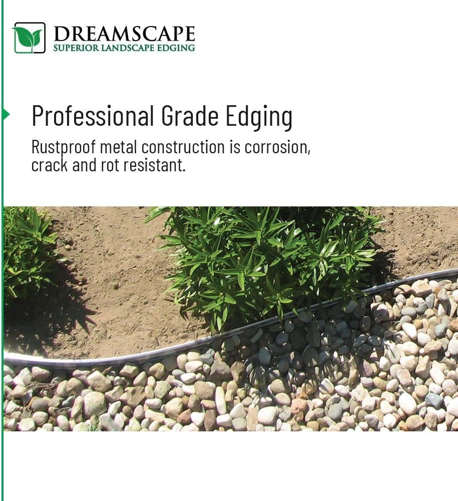 Dreamscape E-Z Edge Aluminum Landscape Edging - 8 Strips, 6ft Each (48ft Total), Brown - Professional Quality Landscaping Border, Metal Divider for Lawn, Garden, Flowerbed…