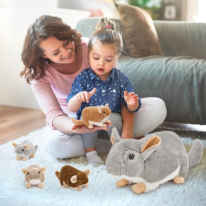 MorisMos 5Pcs Mouse Stuffed Animals, 19inch Mom Rat with 4 Babies Halloween Stuffed Mice Plush Gifts Kids, Boys, Girls