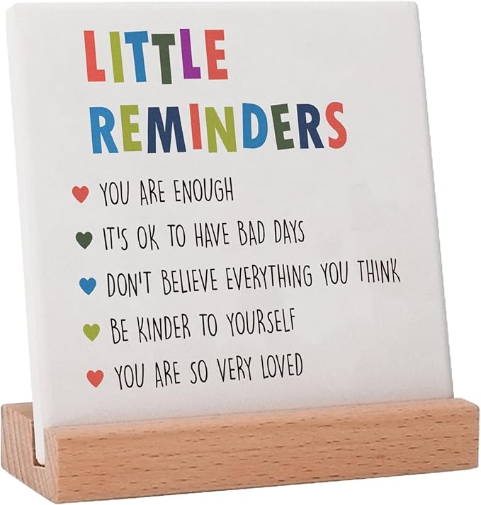 Inspirational Motivational Christmas Gifts Little Reminders for women Friends, Positive Mental Health Gifts for Her Teenage Girls Boys, Encouragement Decor Plaque for Office Home