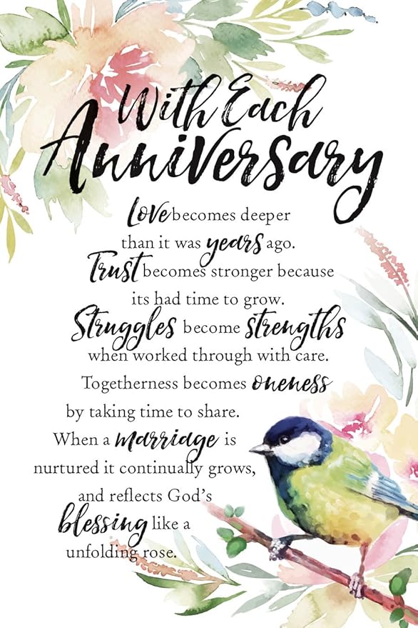 DEXSA With Each Anniversary Wood Plaque - Made in the USA - 6"x9" - Elegant Vertical Frame Wall & Tabletop Decoration | Easel & Hanging Hook | Christian Family Religious Home Decor Saying