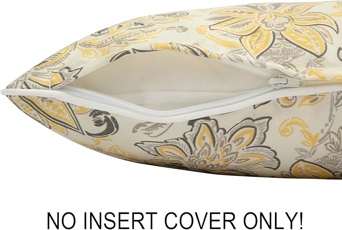 FUNHOME Waterproof Outdoor Lumbar Pillow Covers Set of 2,Home Decor for Garden Patio Furniture,Couch,Sofa 12"x20" Inch Decorative Pillows Cover Only,NO Insert(Yellow Flower)