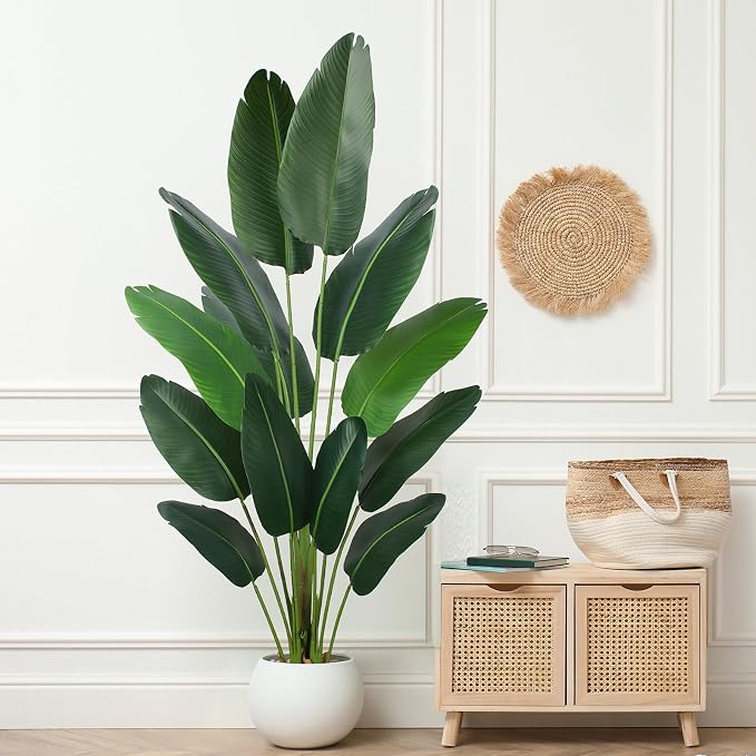 YEPDIN Artificial Bird of Paradise Plant 6 Ft Tall Fake Banana Leaf Plant for Indoors and Outdoors,Faux Palm Tree with Plastic Pot for Office and Home Decor,L180