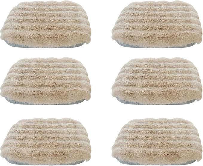 Lifup 6 Pack Square Chair Pads Memory Foam Seat Cushion Soft Cozy Plush Non Slip Thick Pad with Ties and Removable Cover for Dining Room, Office Khaki 14 x 14 Inch