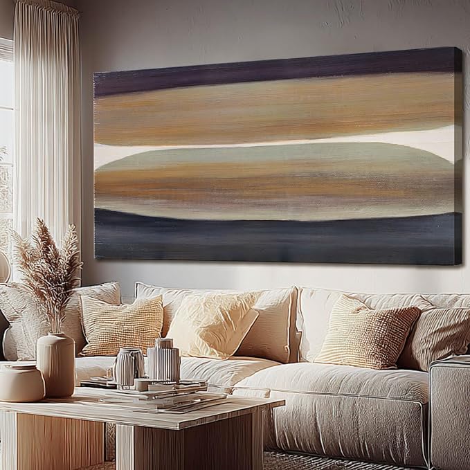 SHEYOYE Brown Wall Art Decor, Large Abstract Canvas Wall Art, Wall Hanging Decor for Dining Room, Aesthetic Posters and Modern Wall Decor 29" x 58"