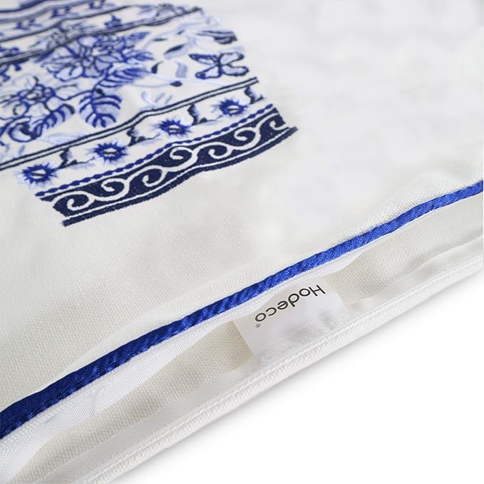 Embroidery Throw Pillow Covers 18x18 Home Décor Floor Pillows Cover for Couch 100% Cotton Cushion Cover 45x45cm Decorative Pillowcase, Chinese Blue and White Porcelain Bottles, 4 Pieces