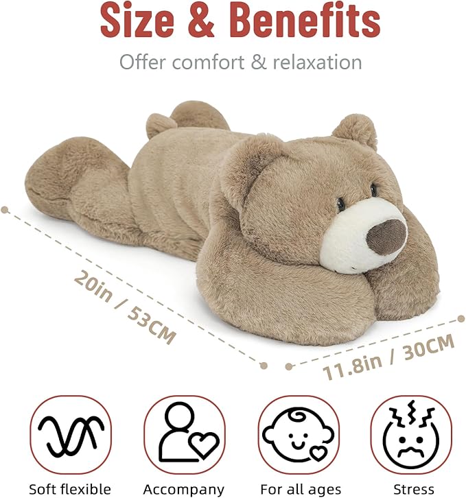 Niuniu Daddy 24" | 5 Pound Weighted Teddy Bear Stuffed Animals for Adults Kids, Large Bear Plush Toy, Cute Brown Bear Body Pillow with Soft Fur for Christmas Birthday Holidays Presents