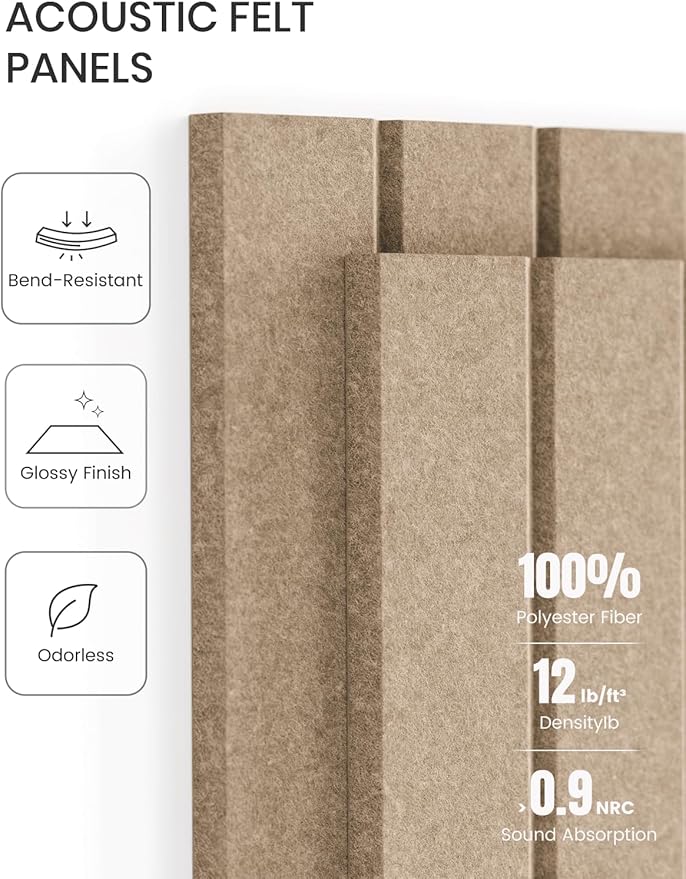 Large Felt Bulletin Board 48" x 36" Cork Board Alternative-12 Pack with 70 Safe Removable Adhesive Tabs, Cork Boards for Walls Cork Board for Home Office Classroom Pin Board-Taupe