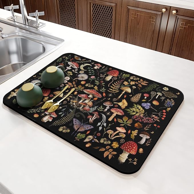 Fun Coffee Mat 23inx15in,Coffee Bar Mat for Countertops,Absorbent Hide Stain Anti-Slip Coffee Bar Accessories Fit Under Coffee Machine Mat,dish Drying Mats for Kitchen