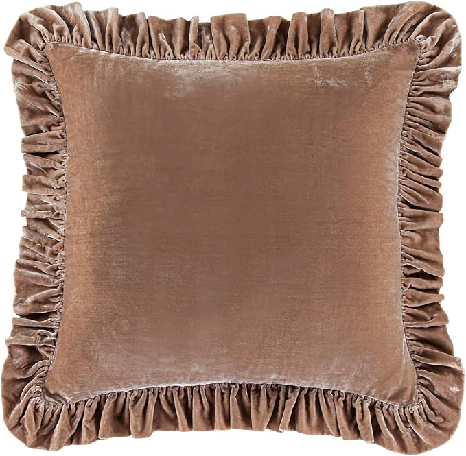 HiEnd Accents Stella Faux Silk Velvet Euro Sham Pillow Cover, 27x27 inch, Dusty Rose, Romantic Western Modern Traditional Style Luxury Bedding