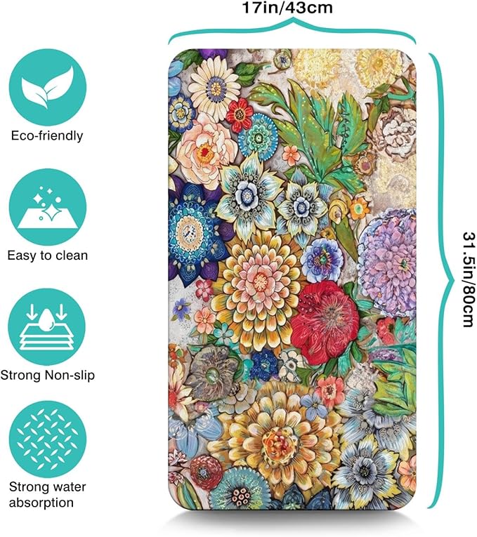 Fun Coffee Mat 31inx17in,Coffee Bar Mat for Countertops,Absorbent Hide Stain Anti-Slip Coffee Bar Accessories Fit Under Coffee Machine Mat,dish Drying Mats for Kitchen