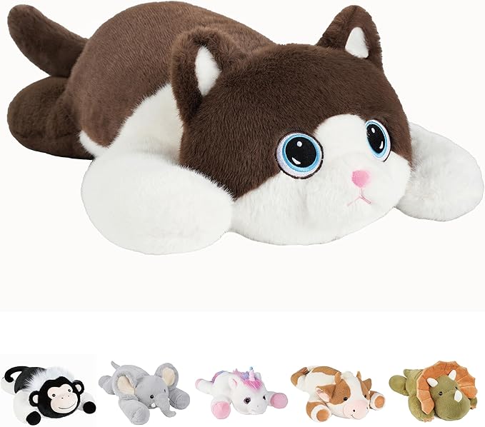 GILFWM Weighted Stuffed Animals Cat - 21.3" Cute Toy Pillow Plushie Gifts for Kids Boys Girls & Adults, 3 lbs Soft Washable Plush Pillowfort