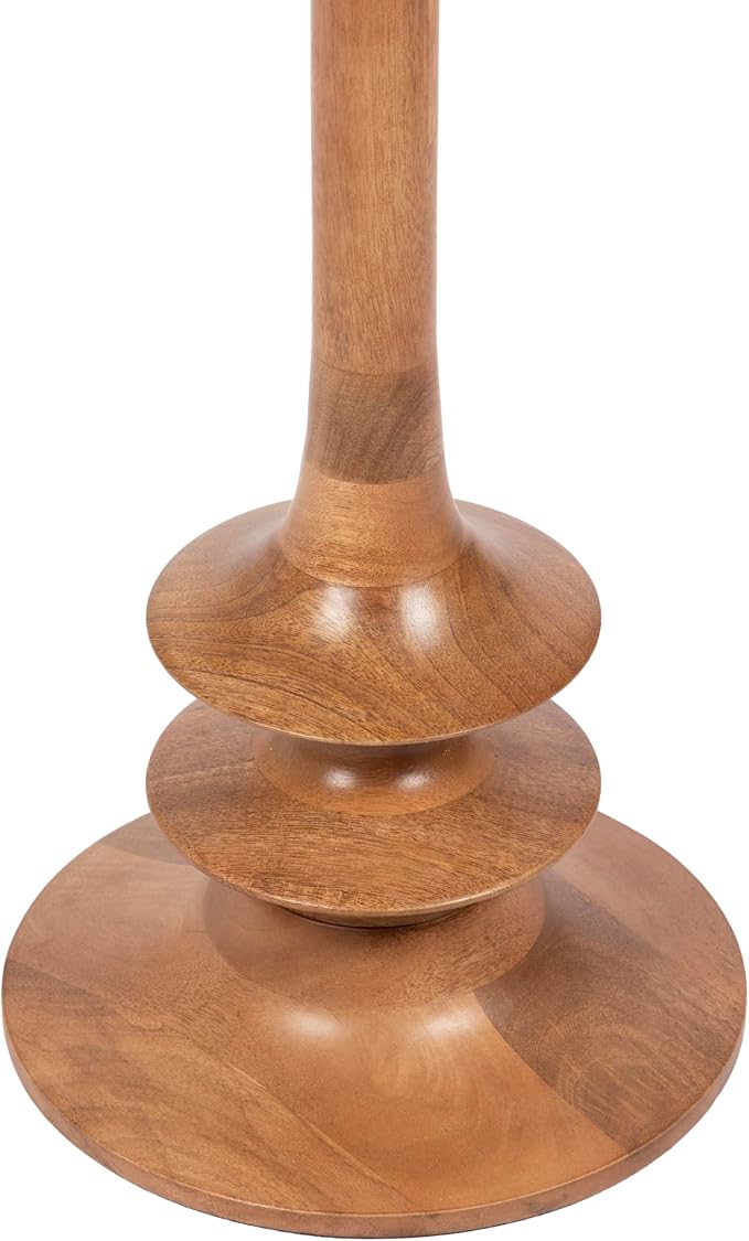 Kate and Laurel Squires Modern Mango Wood Round Side Table, 16 x 16 x 24, Warm Natural, Sculptural Pedestal Circle End Table for Use as a Bedroom Nightstand or Living Room Plant Stand Option