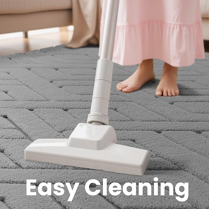 Macgace Ultra Soft Grey Area Rug for Bedroom, 3x5 Modern Geometric Shag Rugs with Nonslip Backing for Living Room, Washable Fuzzy Carpet for Cozy Kids Room Nursery