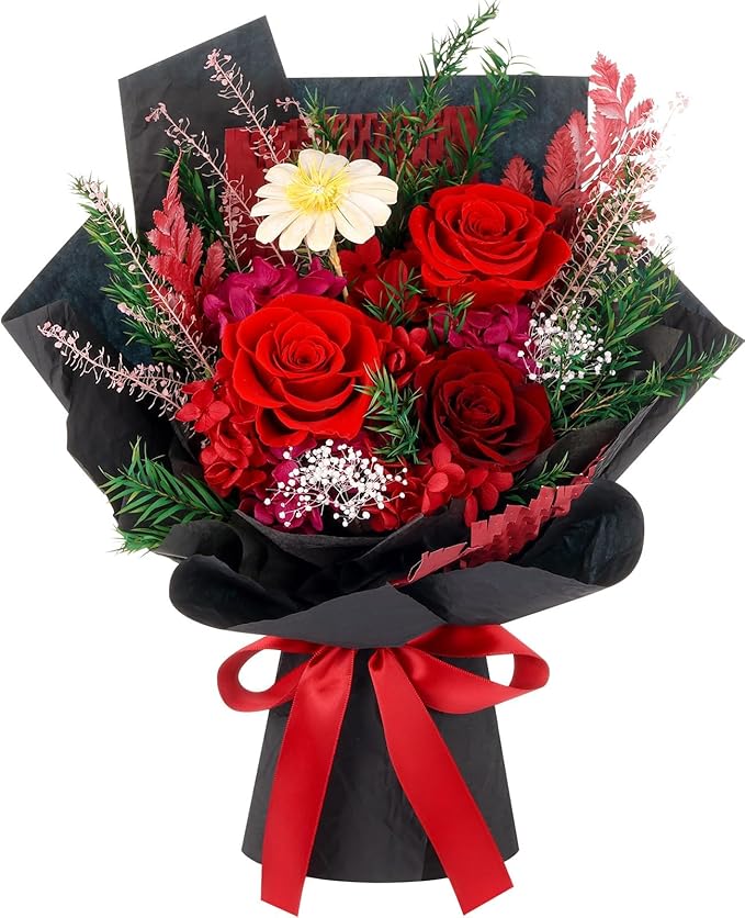Flowers for Delivery Prime, Valentines Day Gifts for Her, Preserved Flowers Bouquets, Red Rose Birthday Gifts for Women Mom Wife Girlfriend Grandma, Real Forever Flower for Mothers Day Anniversary