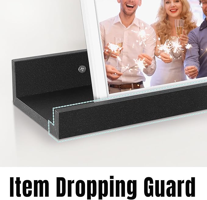 LaVie Home 23.6-Inch Black Floating Shelves for Wall Storage Set of 4 - Modern Minimalist Picture Ledge Shelf Wall Decor for Kitchen, Bedroom, Bathroom, and Living Room