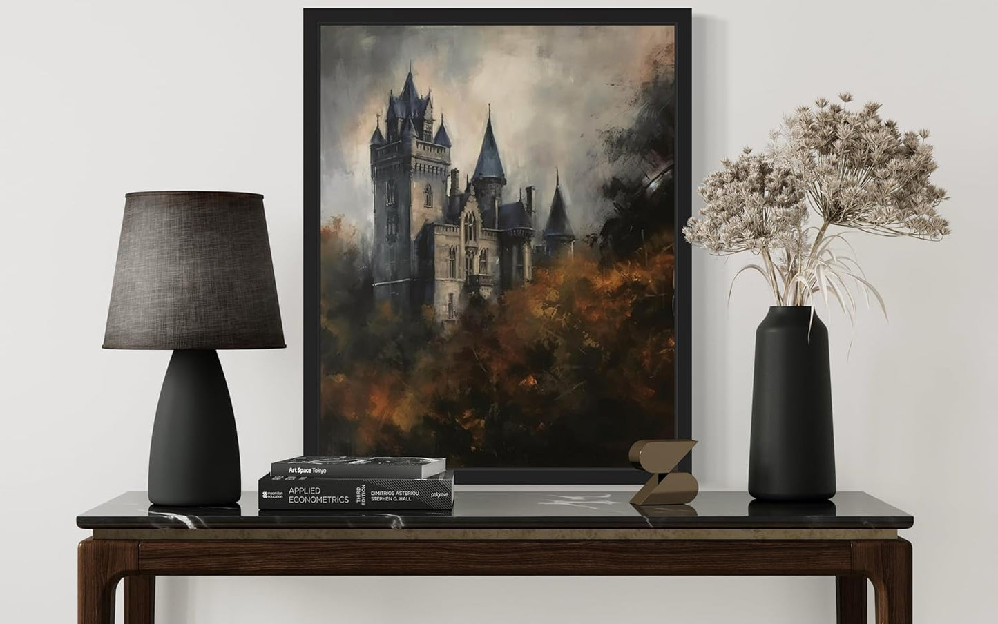 Old Castle Poster Art Print, Halloween Scary Vintage Wall Art Academia Spooky Painting Decoration for Horror Prints, Gothic Posters Bedroom Decor 89 (Old Castle, 11 x 14 inches, Black Frame)