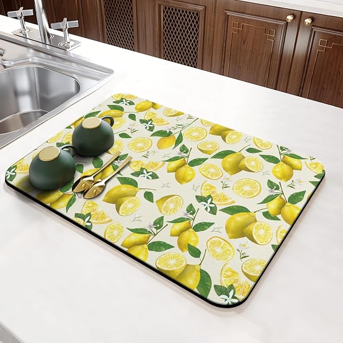 Fun Coffee Mat 23inx15in,Coffee Bar Mat for Countertops,Absorbent Hide Stain Anti-Slip Coffee Bar Accessories Fit Under Coffee Machine Mat,dish Drying Mats for Kitchen