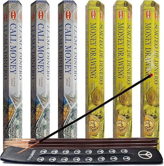 Call Money & Money Drawing Incense Sticks & Holder Bundle Variety Pack from Hem Trumiri Insense Insence