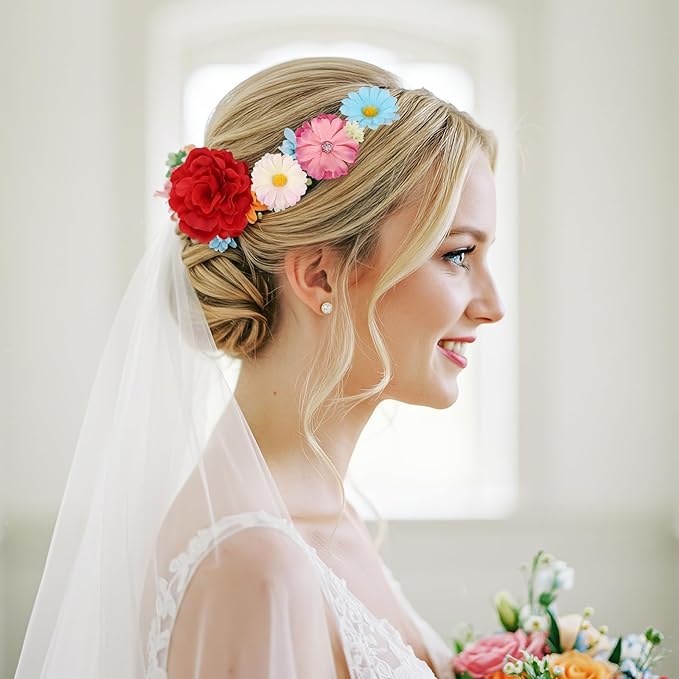 310Pcs Fake Flower Heads Mini Artificial Flower Bulk Silk Flowers for Decoration Small Faux Flower Heads Fabric Daisy Buds Floral for Crafts DIY Wedding Party Baby Shower Home Decor (Bright Colors)