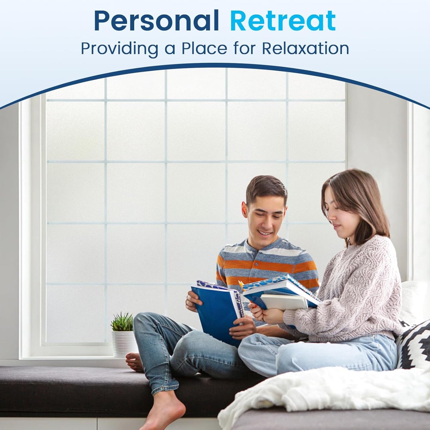 DOWELL Window Privacy Film, Frosted Glass Window Film, Static Cling Non-Adhesive Glass Clings, Sun Blocking Opaque Door Coverings, Reusable Door Sticker for Bathroom Home Office, White, 17.5" x 78.7"