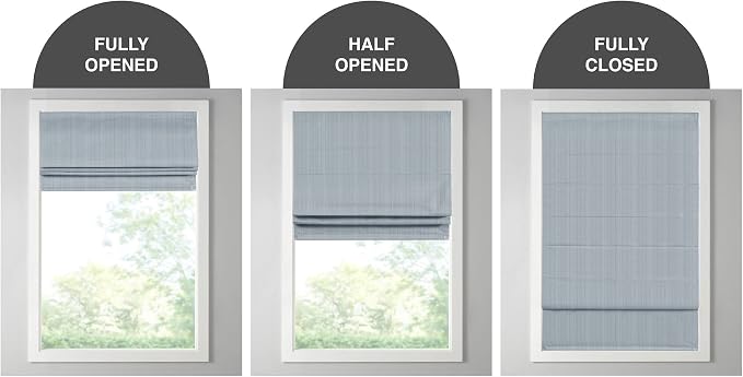 Madison Park Galen Cordless Roman Shade, 39"W x 64"H, Sheen Blue – Room Darkening, Thermal Insulated, Energy Efficient Window Blind with Subtle Sheen Basketweave Fabric for Privacy