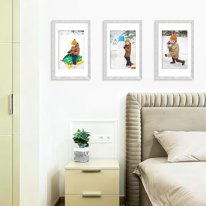 Picrit 11x17 Picture Frame Set of 12, Display 8x12 with Mat or 11x17 without Mat, Photo Frames for Wall Mounting Display, Silver