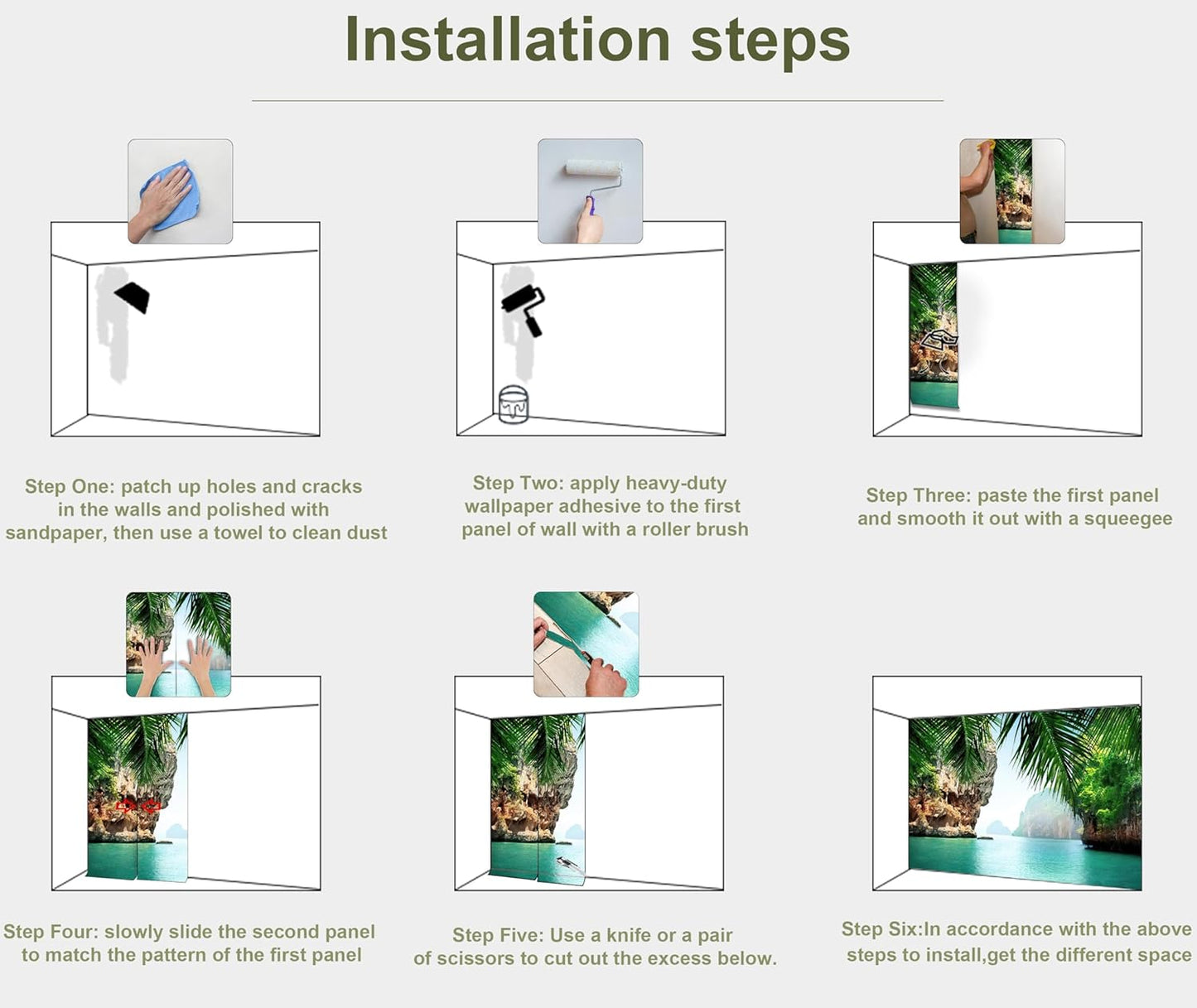 Mountain Lake Natural Wallpaper Canyon View Wall Mural for Bedroom Living Room(Not Peel and Stick)