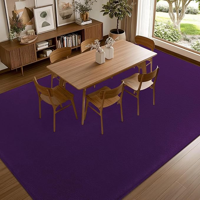 qulint 6x9 Rug for Living Room, Dark Purple Large Washable Rugs for Bedroom with Thickened Memory-Foam, Modern Minimalist Solid Non Slip Carpet for Kid Room Dorm Playroom Home Decor