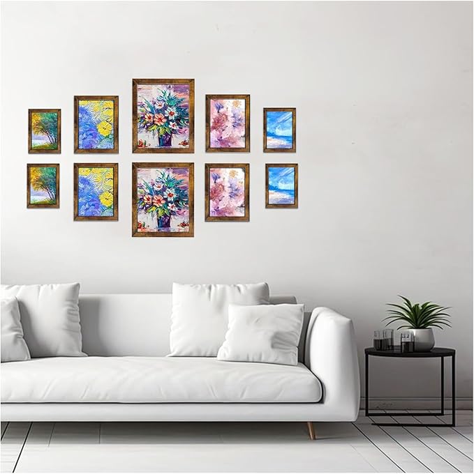 Gallery Wall Frame Set, Picture Frames Collage Wall Decor 10 Pcs, Picture Frame Set for Wall Mounting or Tabletop Display, Multi Sizes Including 8x10, 5x7, 4x6 Family Photo Frames,Rustic Brown