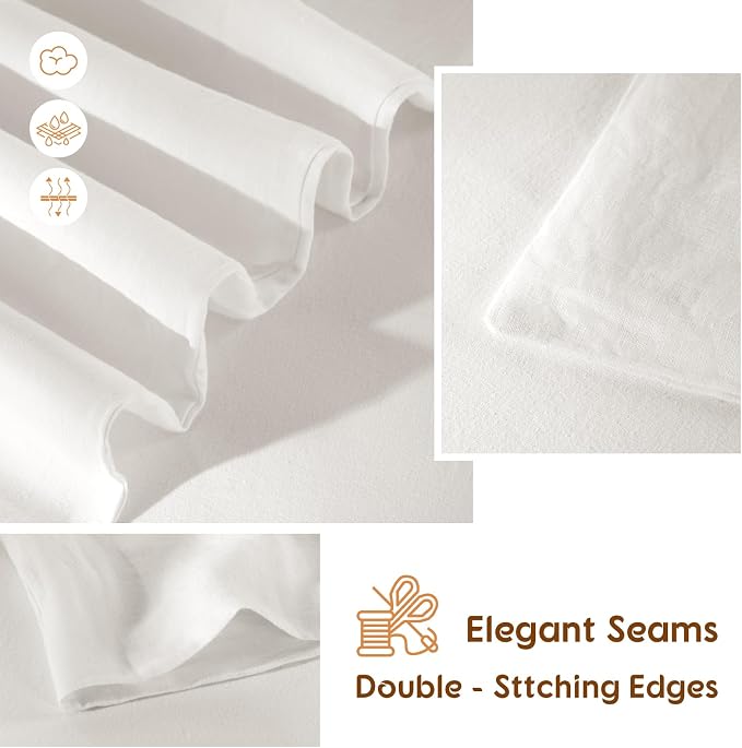 LBRO2M 100% France Linen Pillowcase Set of 2 Square Natural Flax Pillow Covers for Throw Pillows Envelope Closur, Durable Soft Cozy All Season (26"X26" White)