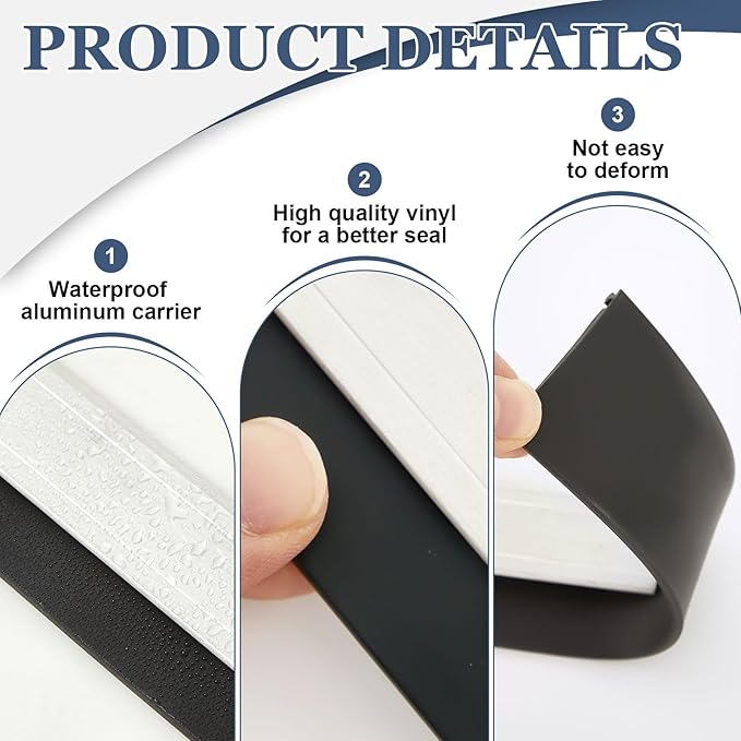 FoldTier 4 Pcs All-Season Door Sweep for Bottom of Door Exterior and Interior, Aluminum Alloy and Rubber, Commercial Weather Stripping Draft Stopper for Threshold Seal (1-3/4 x 48 Inch,Silver)