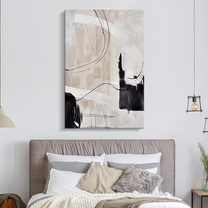 Creoate Abstract Canvas Wall Art, Hand Painted Textured Painting for Living Room, Bedroom, Office 23.6x35.4 Inch, Wrapped