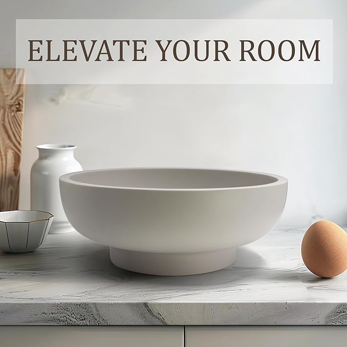 LIN CHUAN Large Decorative Bowl, Fruit Bowl for Kitchen Counter, Modern Resin Bowl for Home Decor, Key Holder for Entry Table, Grey