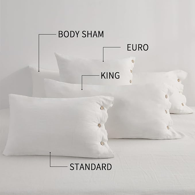 ATLINIA Linen Pillow Cases King Size - 20"x 36" Pillowcase Set of 2, Button Closure Cooling Breathable Pillow Cover, Bed Flax Linen Cotton Blend Farmhouse Netural Pillow Sham Cream Color