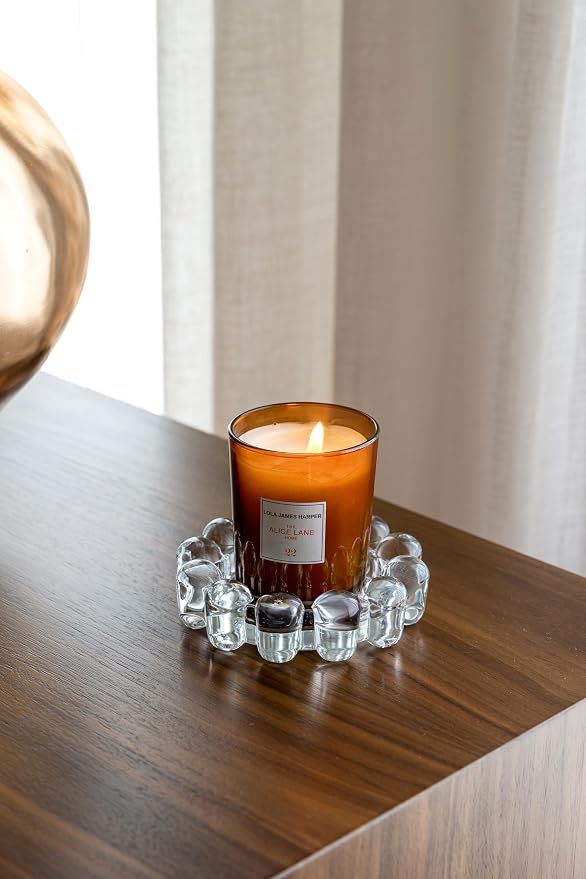 Original Bubble Candle Dish Large by Alice Lane – Clear Glass Decorative Candle Holder for Home Decor, Large Candles & Diffusers