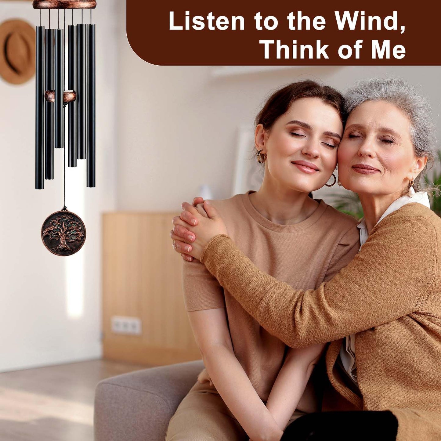 Memorial Wind Chimes for Loss of Loved One, Tree of Life Vintage Wind Chime for Outside, Sympathy/Memorial/Retirement/Festivals/Birthday Gift for Father/Mother/Lover (DIY 34" Tree of Life)