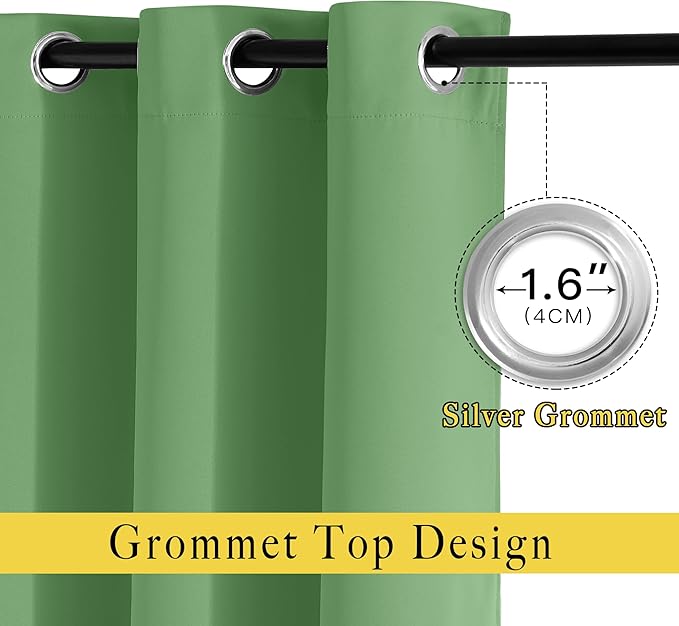 NICETOWN Blackout Curtains for Boys Room - Thermal Insulated Solid Grommet Room Darkening Curtains/Panels/Drape for Bedroom (Forest Green, 1 Pair, 46 by 90-Inch)