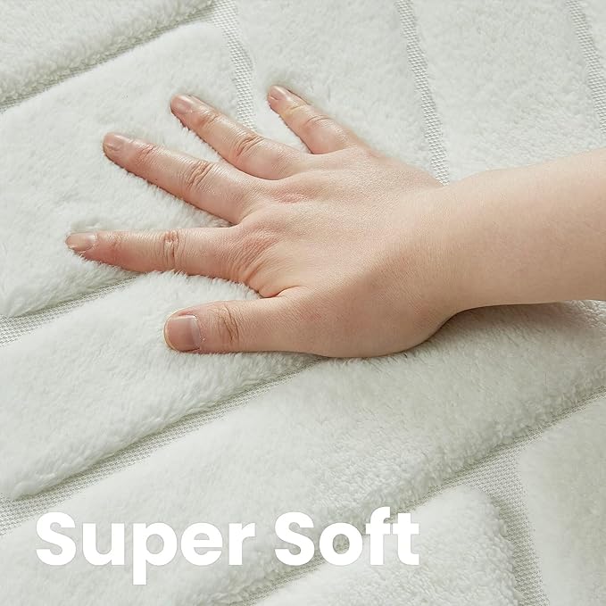 Macgace Ultra Soft Cream White Area Rug for Bedroom, 4x6 Modern Geometric Shag Rugs with Nonslip Backing for Living Room, Washable Fuzzy Carpet for Cozy Kids Room Nursery