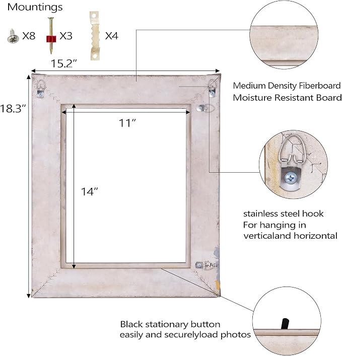 ArtXO Ornate11x14 Wooden Brown Gold Picture frames, Picture Frame for Photo Frame,Canvas Frames,Art Panels Frame,Paintings,Artwork,Corner Ornaments Gold Frames,11x14 Frame without Acrylic Glass and Backing