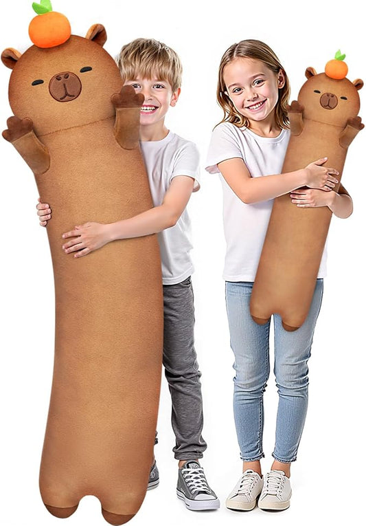 Mewaii Long Capybara Body Pillow Plush 5 Sizes, 120% Extra Filling Giant Plushness Kids Body Pillow, Kawaii Cute Capybara Capibara Stuffed Animals Plushies, Big Long Body Pillow Gift for Girls 20”