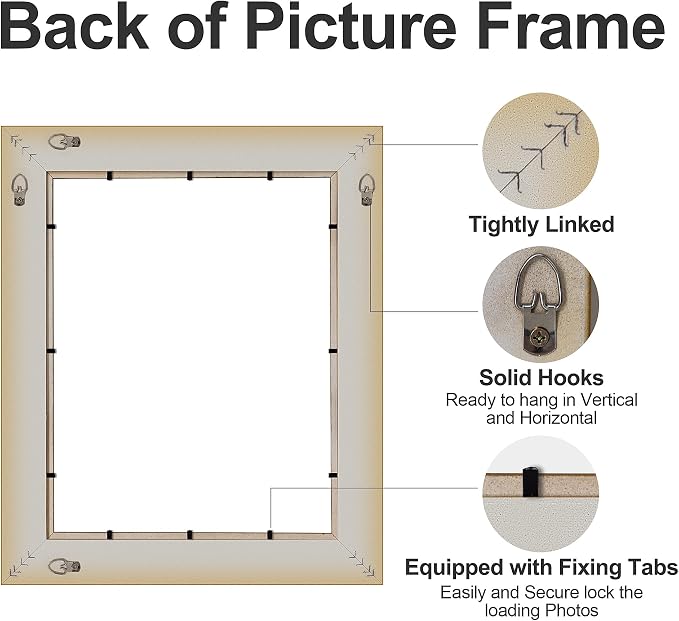 ArtXO Gold 20x24 Picture Frames: Wooden Wall Frames for 20 by 24 Photo Display, Vintage Picture Frames, Ornate Photo Frames 24x20 without Glass and Back