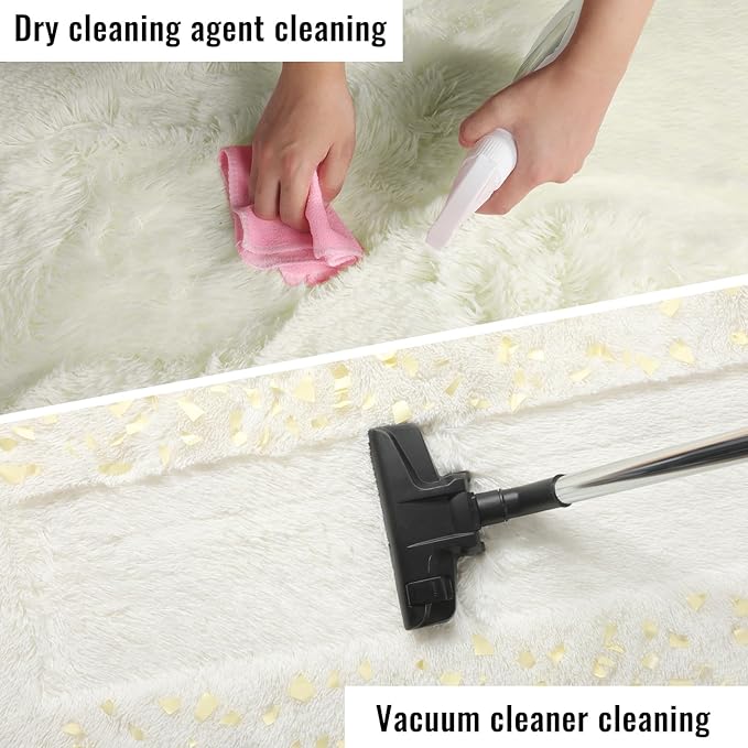 PAGISOFE White Fluffy Shag Washable Area Rugs for Living Room 5x7 Ft,Cream White Soft Shaggy Rugs for Bedroom,Office Ivory Carpet Boys Girls Dorm Pastel Rug for Kids Room Home Decor Aesthetic