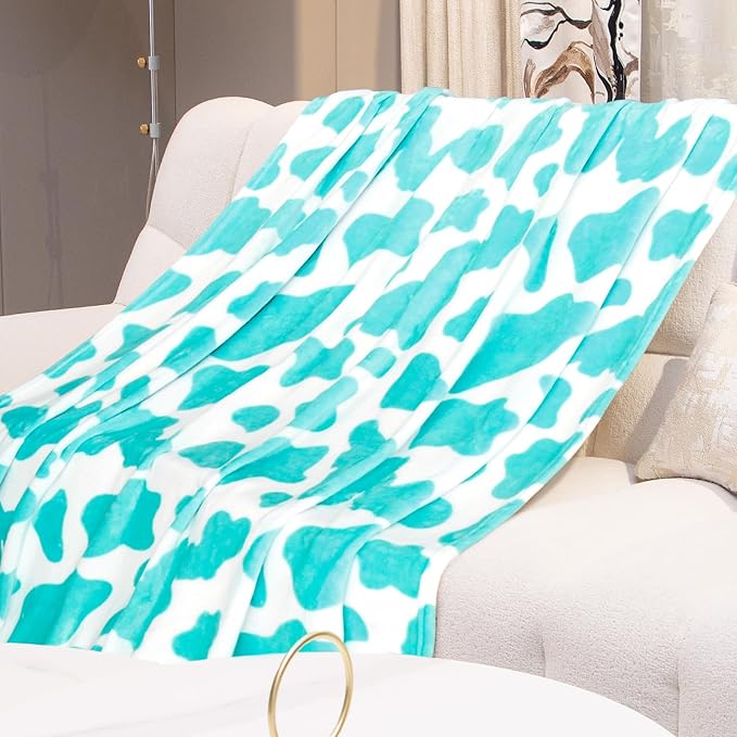 Blue Throw Blanket for Couch Bed, Warm Fuzzy Fleece Soft Blankets for Adults Kids, Light Blue Gifts for Women Girls Boys, Cozy Cute Coastal Living Room Decor, 50x60 Inches