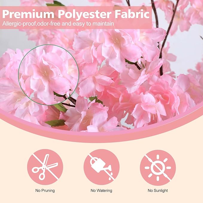 Cherry Blossom Artificial Tree,Fake Pink Cherry Blossom Tree,Lifelike Decorative Plant in Pot for Indoor/Outdoor, Christmas, Garden,Home Office Dec (4FT)