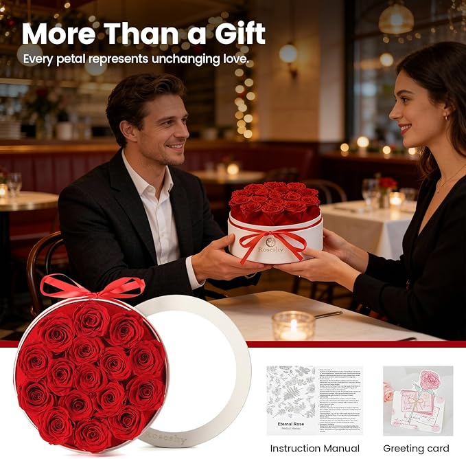 Mothers Day Flowers Roses Gifts for Mom,16pcs Red Forever Preserved Roses in Round Gift Box,Mothers Day Delivery Prime Gifts-Roses Gifts for Women,Mom.
