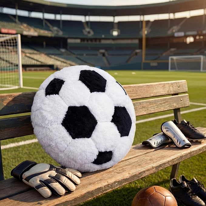 Juexica 18 Inch Soccer Ball Pillow Soft Football Cushion for Boys Bedroom Sports Themed Room Decor Soccer Fan Gift for Kids Teens Playroom Couch Sofa Bed