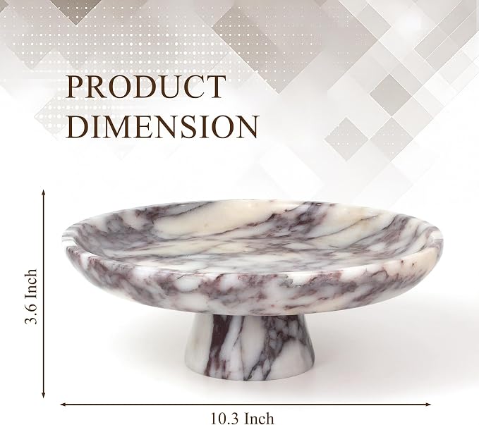 YMXYJM Natural Marble Fruit Bowl, Pedestal Bowl,Calacatta Viola | Natural marble pedestal bowl for fruit, keys, and decor on kitchen counters, dining tables, living rooms, or entryways