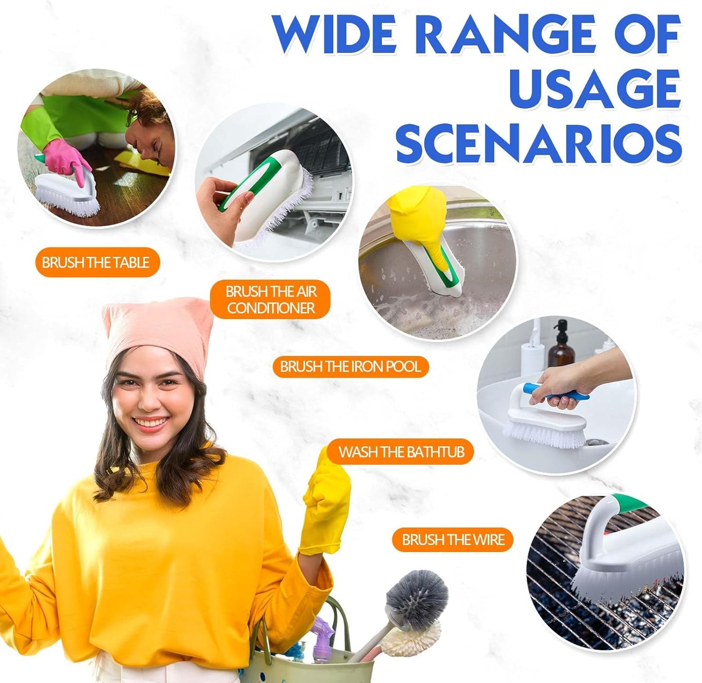 Lallisa 12 Pcs Scrub Brush for Cleaning with Handle Comfortable to Grip Heavy-Duty Flexible Stiff Bristles Scrubber Brushes Bulk for Shower Bathroom Carpet Kitchen Floor Tiles (Blue,Green)