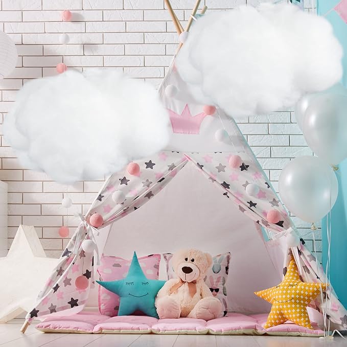 Jetec 3 Pieces Artificial Cloud Props Imitation 3D Cloud Shape Hanging Decorations Room DIY Decorative Hanging Ornament for Wedding Party Stage Show Decor (Large Size)